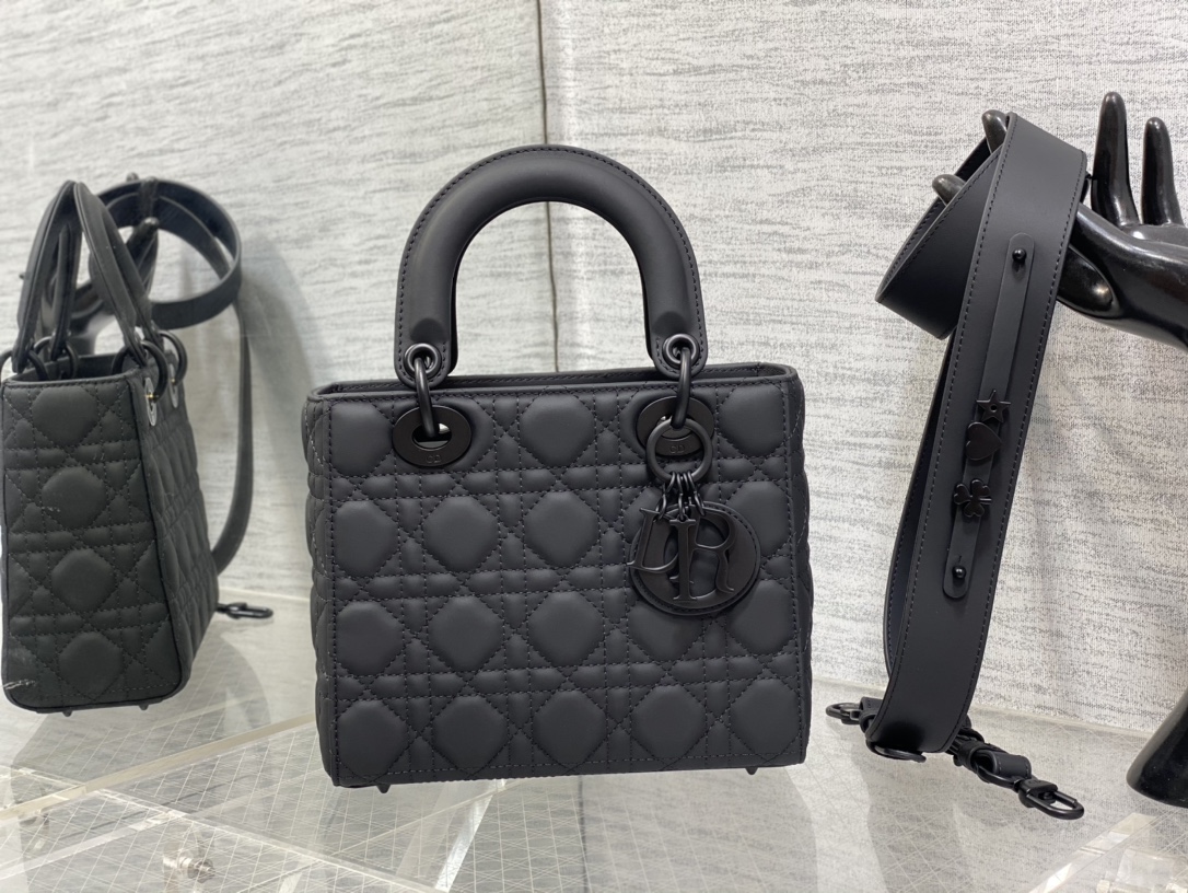 Small Lady Dior My ABCDior Bag Black Ultramatte Cannage Calfskin